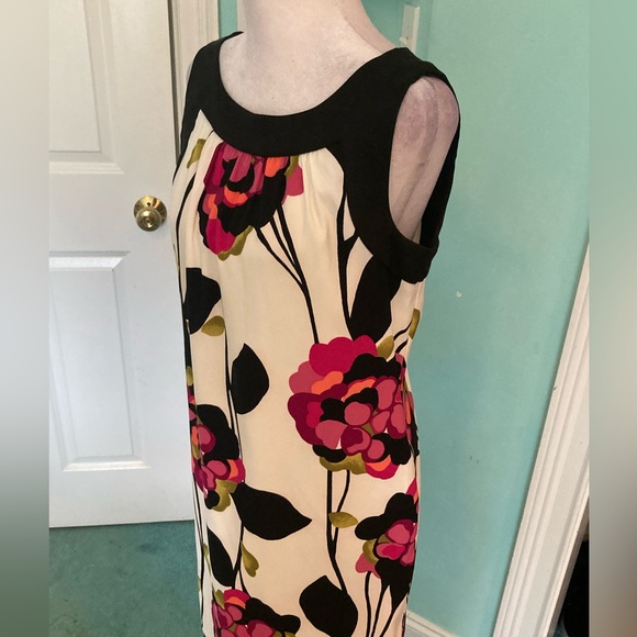 AGB Dress- Floral Sleeveless Dress - Black and Pink - Picture 4 of 16